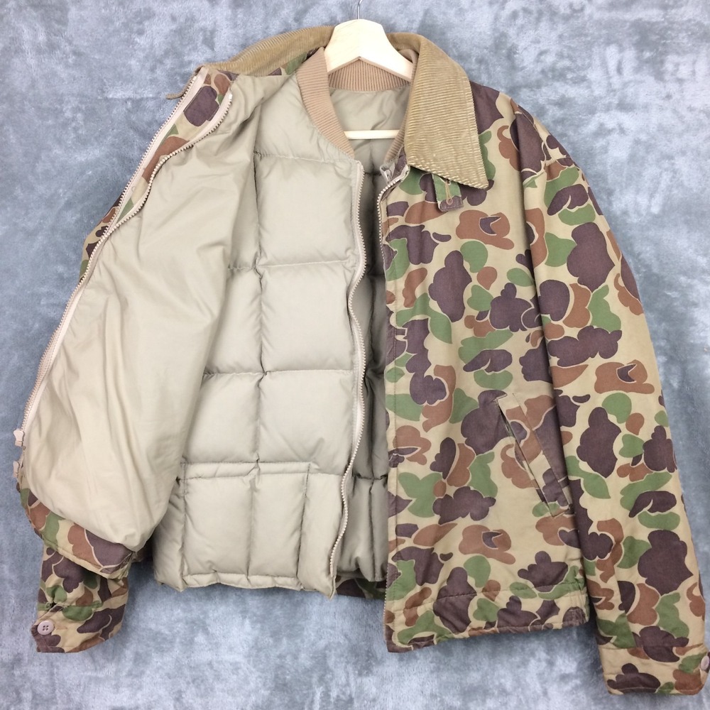 Vtg Woods Goose Camo Jacket Shell w Zip In Down Vest Mens Large Canada Hunting‎